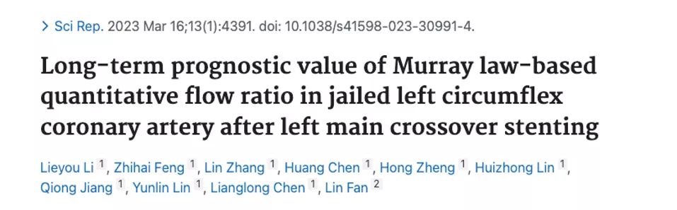 Long-term prognostic value of Murray law-based quantitative flow ratio in jailed left circumflex coronary artery after left main crossover stenting
