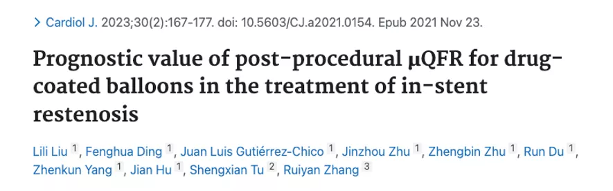 Prognostic value of post-procedural μQFR for drug-coated balloons in the treatment of in-stent restenosis