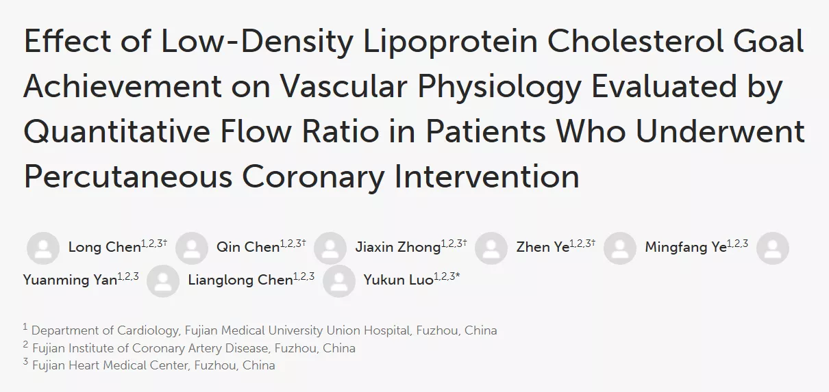 Effect of Low-Density Lipoprotein Cholesterol Goal Achievement on Vascular Physiology Evaluated by Quantitative Flow Ratio in Patients Who Underwent Percutaneous Coronary Intervention