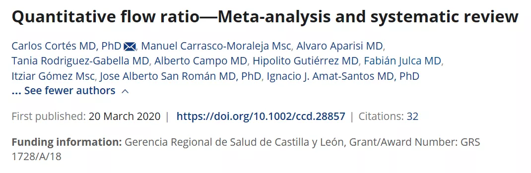 Quantitative flow ratio - Meta-analysis and systematic review