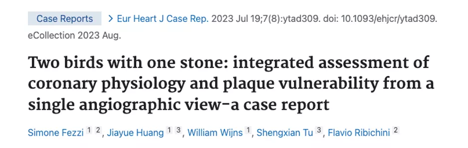 Two birds with one stone: integrated assessment of coronary physiology and plaque vulnerability from a single angiographic view-a case report