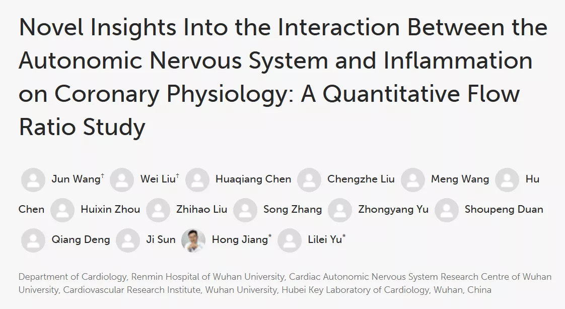 Novel Insights Into the Interaction Between the Autonomic Nervous System and Inflammation on Coronary Physiology: A Quantitative Flow Ratio Study