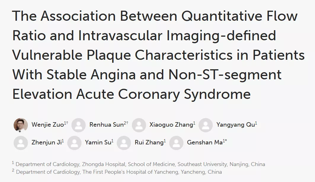 The Association Between Quantitative Flow Ratio and Intravascular Imaging-defined Vulnerable Plaque Characteristics in Patients With Stable Angina and Non-ST-segment Elevation Acute Coronary Syndrome