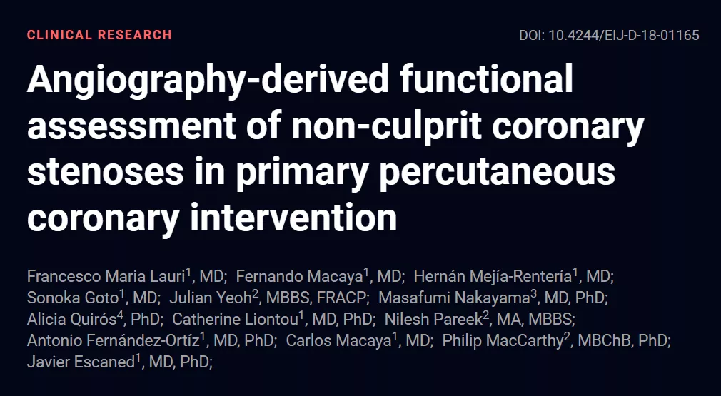 Angiography-derived functional assessment of non-culprit coronary stenoses in primary percutaneous coronary intervention