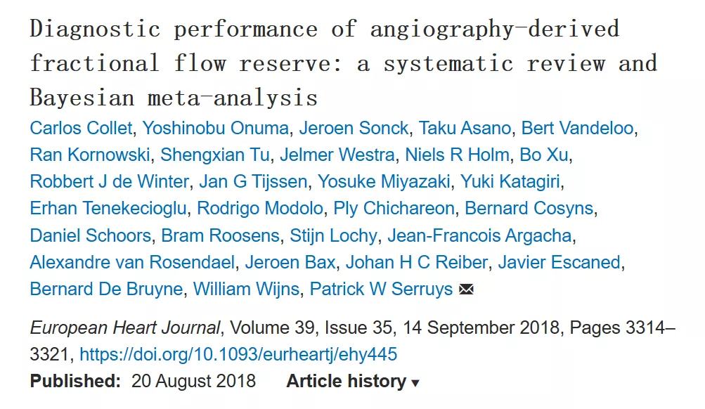 Diagnostic performance of angiography-derived fractional flow reserve: a systematic review and Bayesian meta-analysis