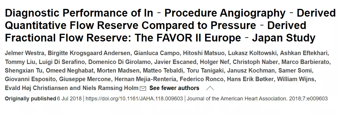 Diagnostic Performance of In‐Procedure Angiography‐Derived Quantitative Flow Reserve Compared to Pressure‐Derived Fractional Flow Reserve: The FAVOR II Europe‐Japan Study