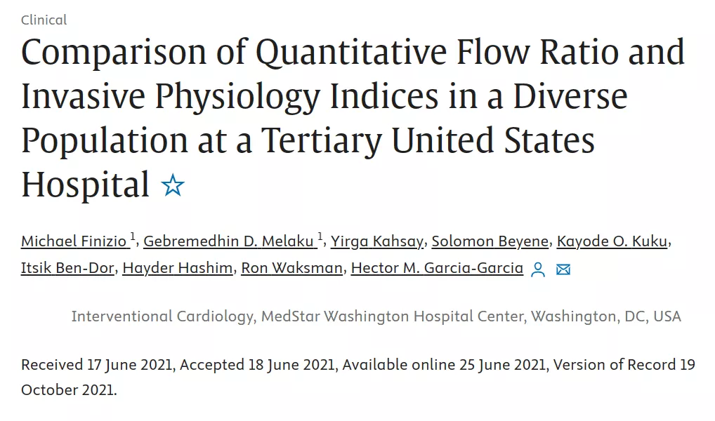 Comparison of Quantitative Flow Ratio and Invasive Physiology Indices in a Diverse Population at a Tertiary United States Hospital