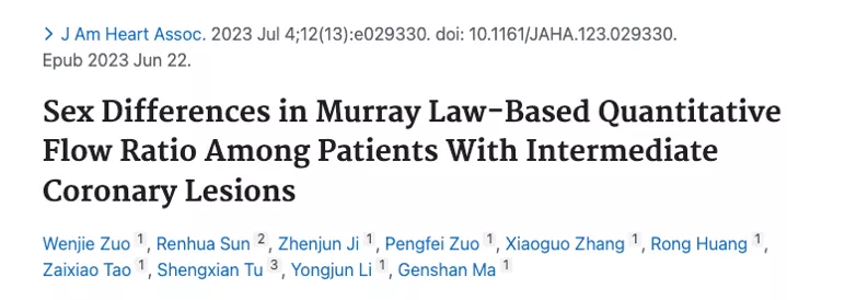 Sex Differences in Murray Law-Based Quantitative Flow Ratio Among Patients With Intermediate Coronary Lesions