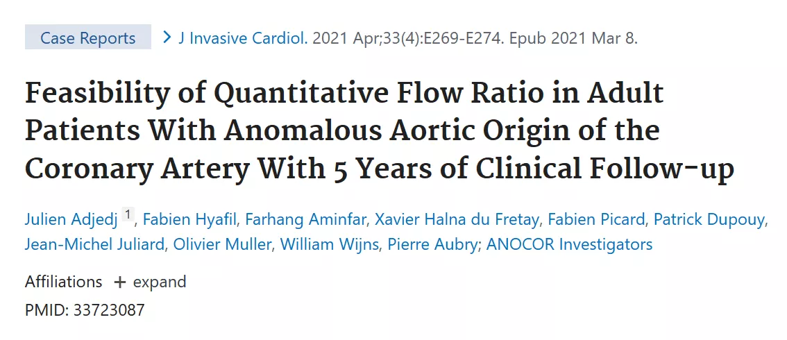 Feasibility of Quantitative Flow Ratio in Adult Patients With Anomalous Aortic Origin of the Coronary Artery With 5 Years of Clinical Follow-up