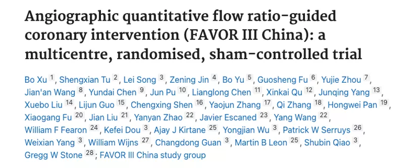 Angiographic quantitative flow ratio-guided coronary intervention (FAVOR III China): a multicentre, randomised, sham-controlled trial
