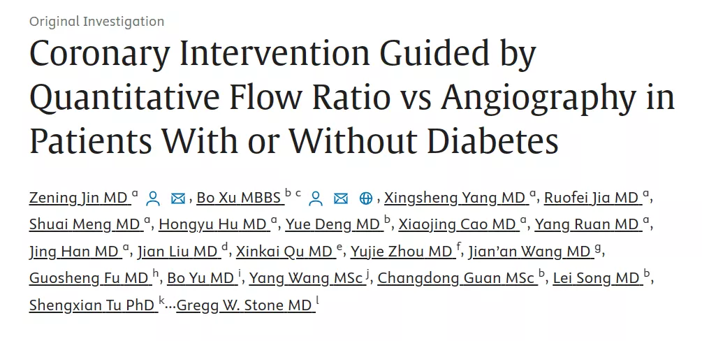Coronary Intervention Guided by Quantitative Flow Ratio vs Angiography in Patients With or Without Diabetes