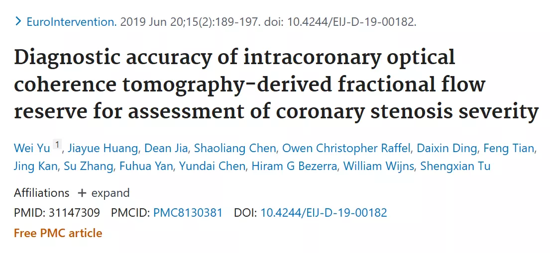 Diagnostic accuracy of intracoronary optical coherence tomography-derived fractional flow reserve for assessment of coronary stenosis severity