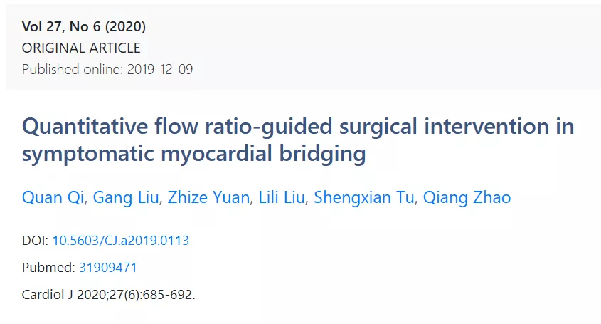 Quantitative flow ratio-guided surgical intervention in symptomatic myocardial bridging