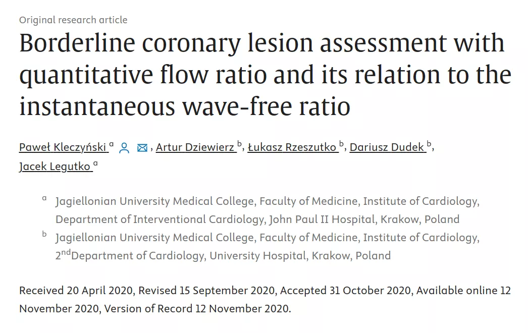 Borderline coronary lesion assessment with quantitative flow ratio and its relation to the instantaneous wave-free ratio