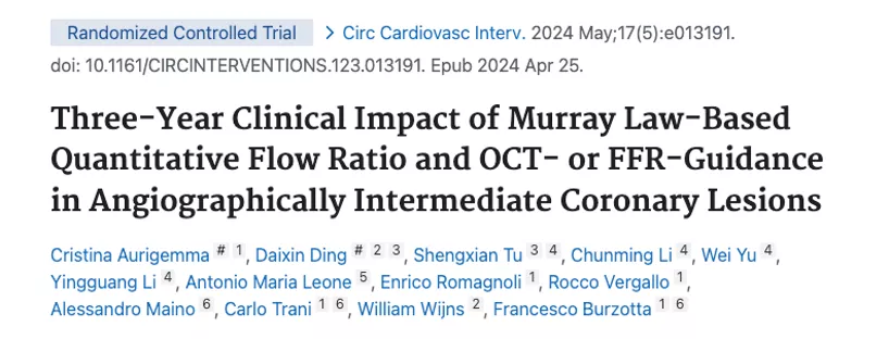 Three-Year Clinical Impact of Murray Law-Based Quantitative Flow Ratio and OCT- or FFR-Guidance in Angiographically Intermediate Coronary Lesions