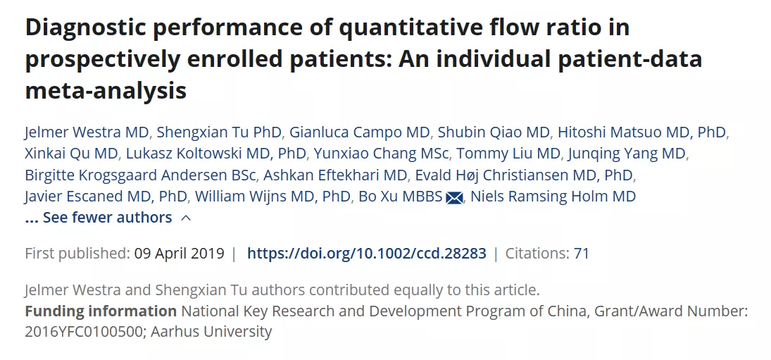 Diagnostic performance of quantitative flow ratio in prospectively enrolled patients: An individual patient-data meta-analysis