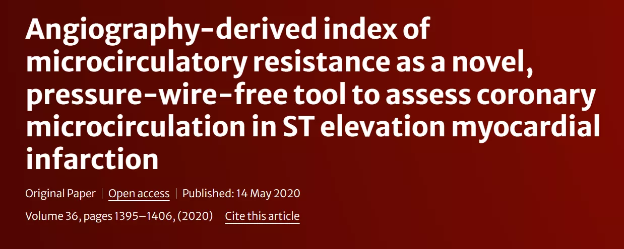 Angiography-derived index of microcirculatory resistance as a novel, pressure-wire-free tool to assess coronary microcirculation in ST elevation myocardial infarction