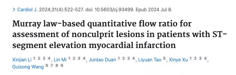 Murray law-based quantitative flow ratio for assessment of nonculprit lesions in patients with ST-segment elevation myocardial infarction