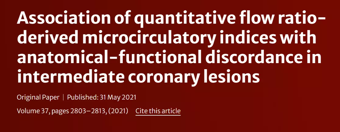 Association of quantitative flow ratio-derived microcirculatory indices with anatomical-functional discordance in intermediate coronary lesions