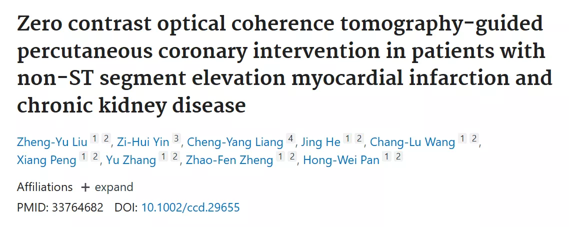 Zero contrast optical coherence tomography-guided percutaneous coronary intervention in patients with non-ST segment elevation myocardial infarction and chronic kidney disease